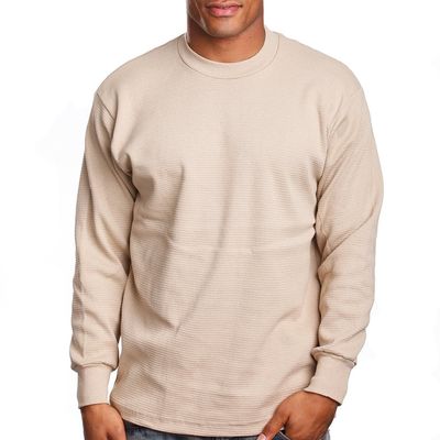 PRO 5 Mens Casual Long Sleeve Thermal, Medium, Khaki