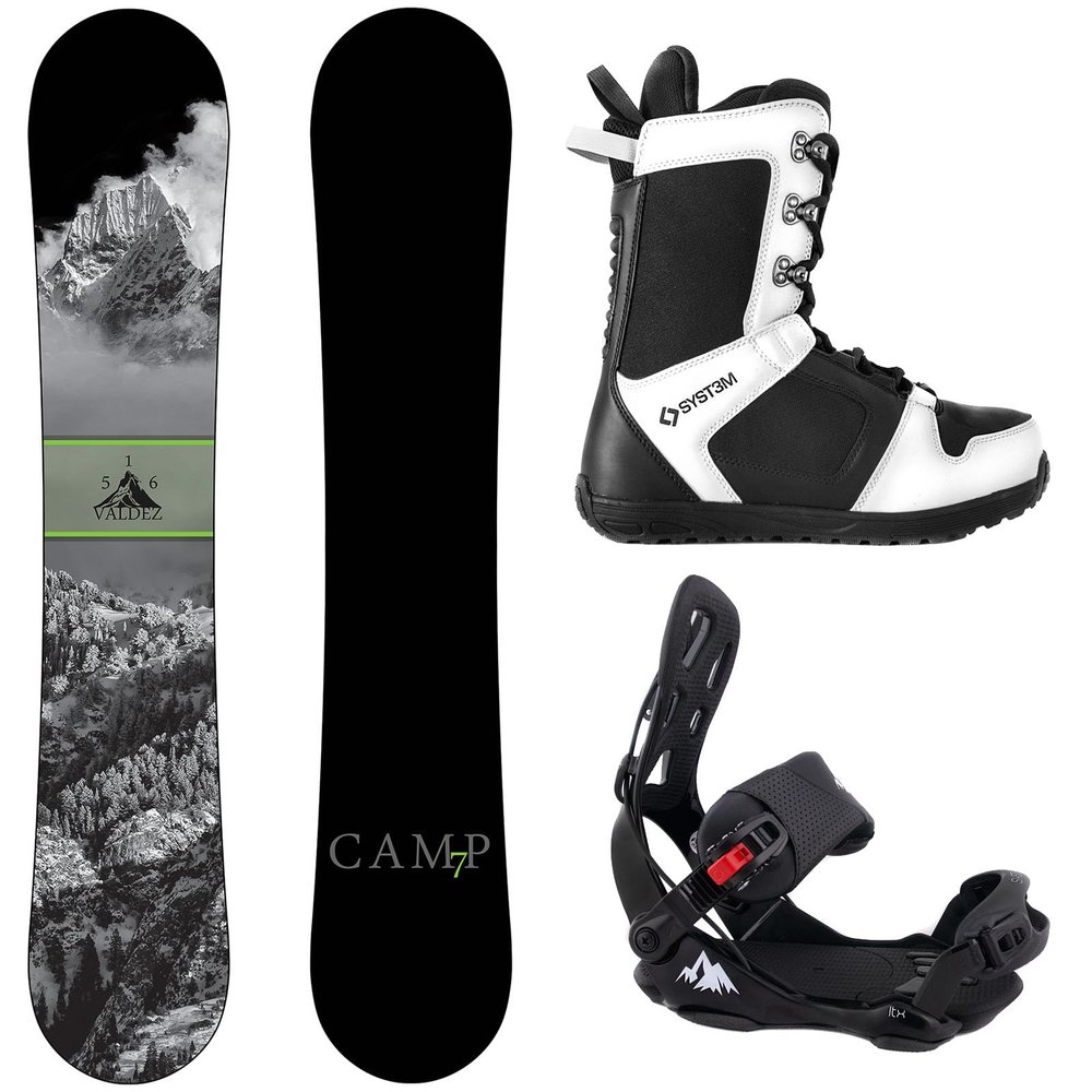 Package-Camp Seven Valdez Snowboard 159 cm-System LTX Binding Large-System APX Snowboard Boots 11