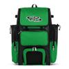 Boombah Superpack Bat Pack -Backpack Version (no wheels) - Holds up to 4 Bats - Black/Kelly Green - For Baseball or Softball view 1