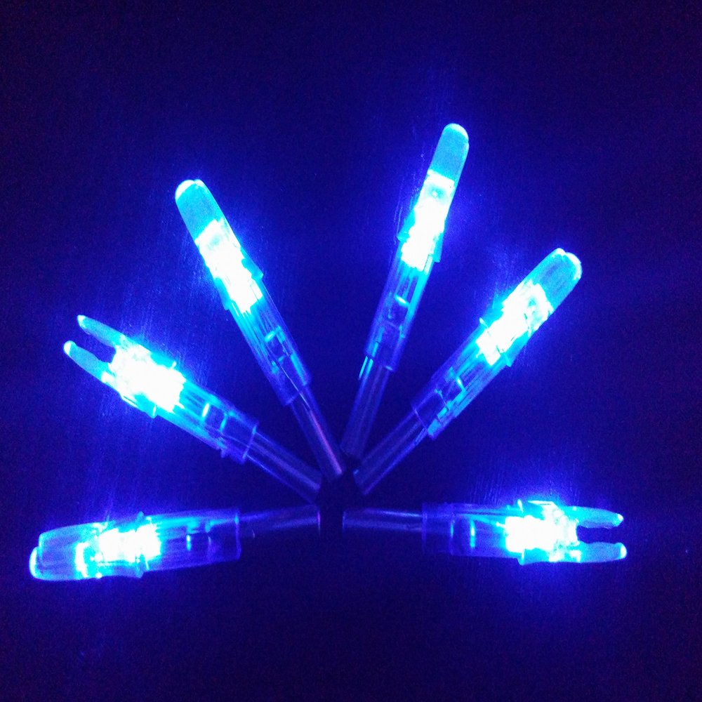 Fletch Point 6 Pieces - LED Lighted Nocks for Archery (Blue)