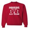 Go All Out XXXX-Large Red Adult Hawkins Middle School AV Club Sweatshirt Crewneck view 1