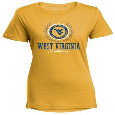 NCAA West Virginia Mountaineers Women's Perfect Crewneck Tee, Medium, Marigold