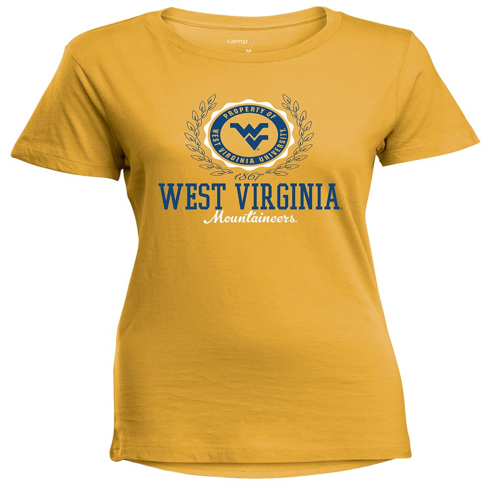 NCAA West Virginia Mountaineers Women's Perfect Crewneck Tee, Medium, Marigold