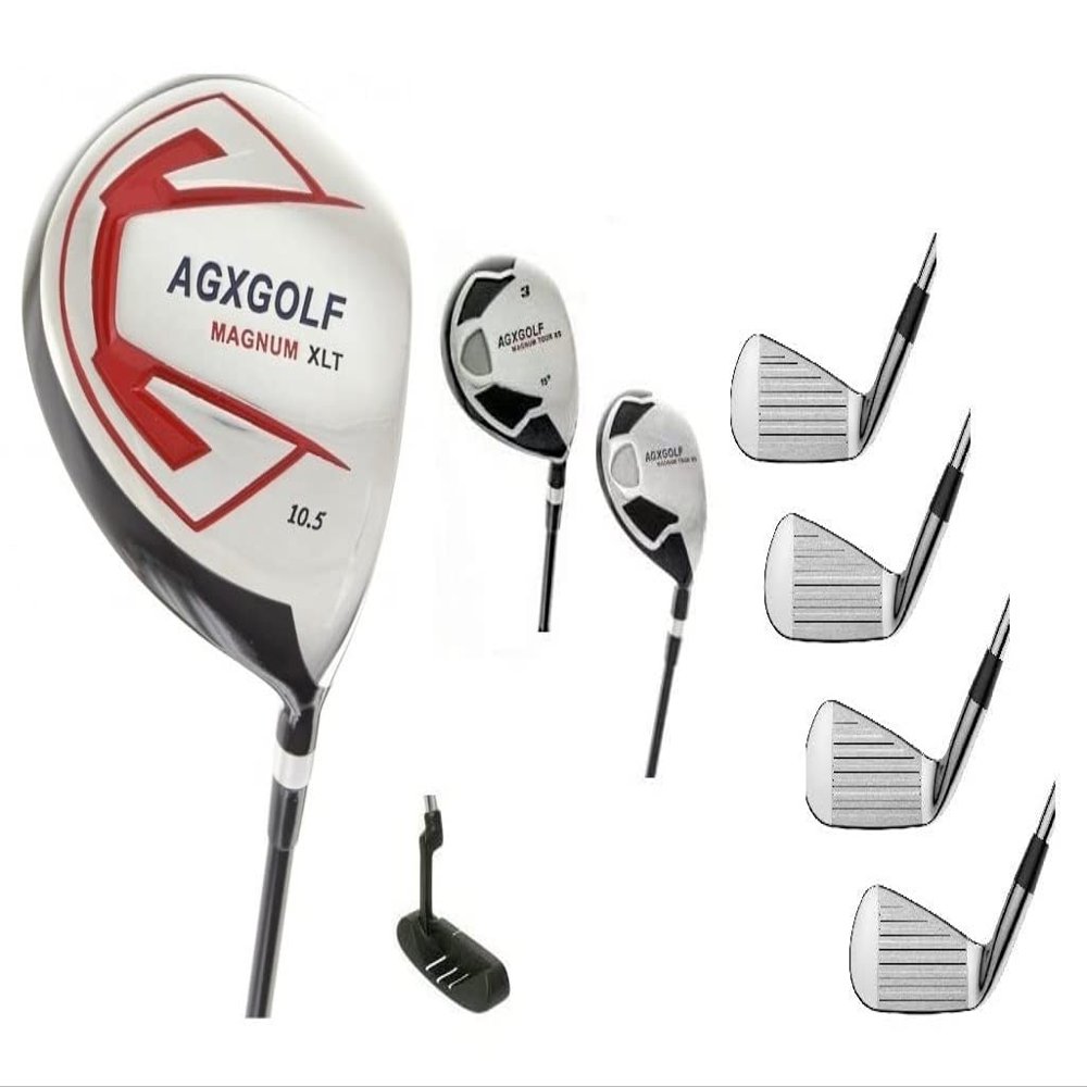 AGXGOLF Men's Magnum Executive Edition Golf Club Set w/Stand Bag; Made in USA; Right Hand: Cadet, Regular or Tall Length, Graphite Woods; 4,6,& 8 Irons + Pitching Wedge + Free Putter