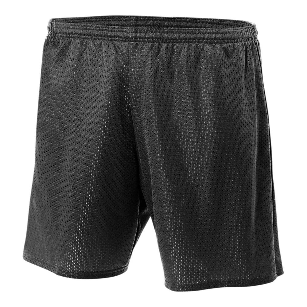 Adult Large Black 7" Poly Mesh Moisture Wicking Athletic Shorts