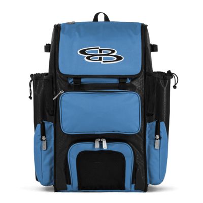 Boombah Superpack Bat Pack -Backpack Version (no wheels) - Holds up to 4 Bats - Black/Columbia - For Baseball or Softball