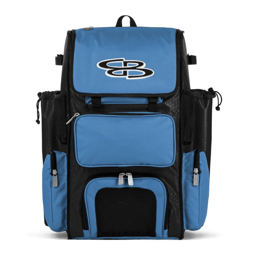 Boombah Superpack Bat Pack -Backpack Version (no wheels) - Holds up to 4 Bats - Black/Columbia - For Baseball or Softball