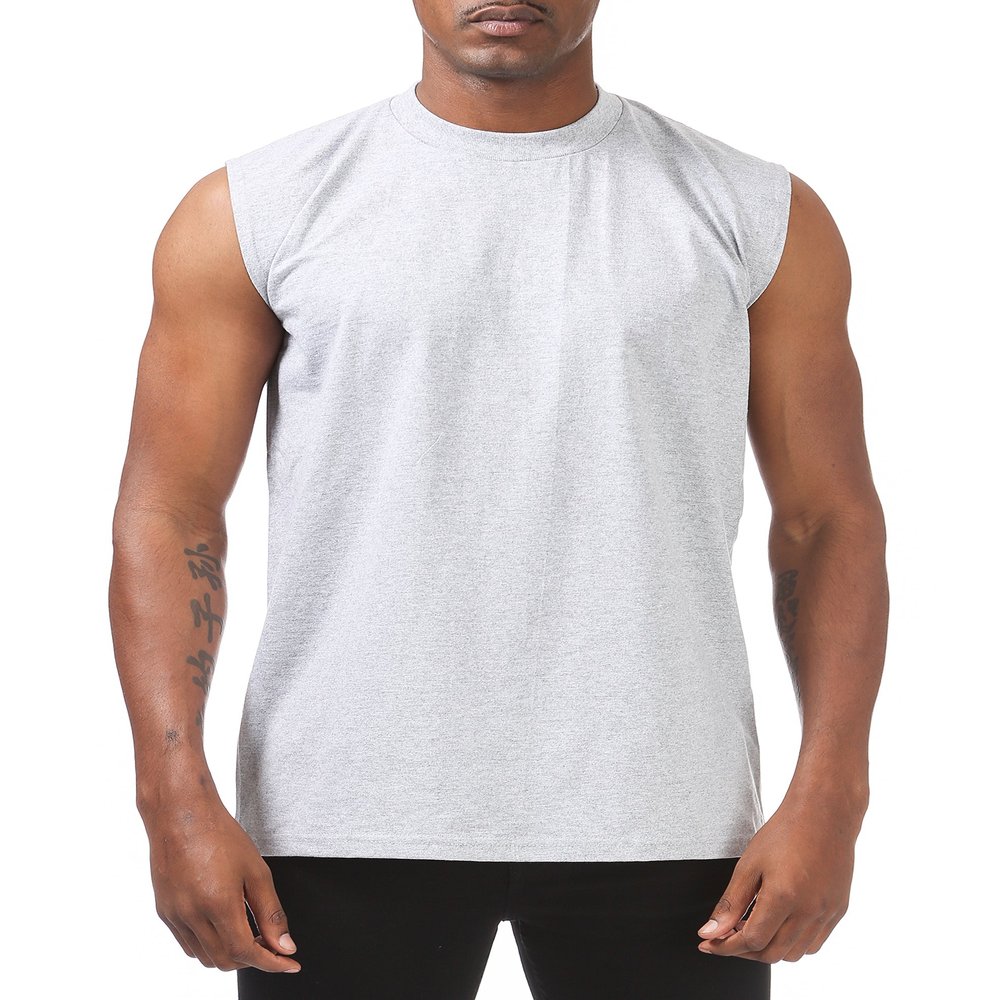 Pro Club Men's Heavyweight Sleeveless Muscle T-Shirt, Heather Gray, 2X-Large