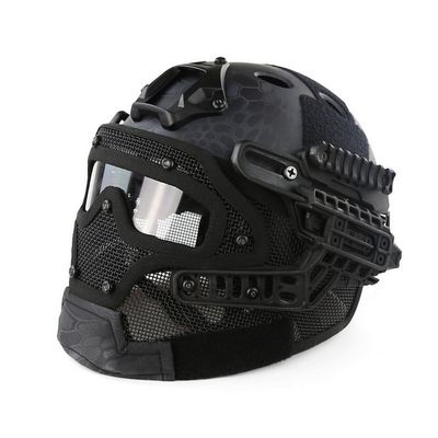 Simways PJ Type Fast Molle Tactical Helmet Combined with Full Mask and Goggles for Airsoft Paintball CS and Other Outdoor Activities Free Size (Typhon)