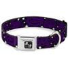 Dog Collar Seatbelt Buckle Paisley Stars Black Purple White 18 to 32 Inches 1.5 Inch Wide view 1