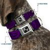 Dog Collar Seatbelt Buckle Paisley Stars Black Purple White 18 to 32 Inches 1.5 Inch Wide view 2