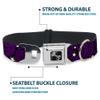 Dog Collar Seatbelt Buckle Paisley Stars Black Purple White 18 to 32 Inches 1.5 Inch Wide view 4