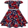 Bonny Billy Little Girls Classy Vintage Floral Swing Kids Party Dress with Belt 4-5 Years Red view 3