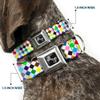 Dog Collar Seatbelt Buckle Diamonds White Multi Color 13 to 18 Inches 1.5 Inch Wide view 2
