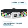 Dog Collar Seatbelt Buckle Diamonds White Multi Color 13 to 18 Inches 1.5 Inch Wide view 4