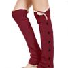 Ewanda store Women 80s Knitted Flat Knee High Button Down Crochet Lace Trim Leg Warmers,Red view 1