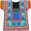 RaanPahMuang Childrens African Dashiki Long Style Shirt - Short Sleeve 2 Pockets, Small, Black Orange Blue view 1