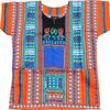 RaanPahMuang Childrens African Dashiki Long Style Shirt - Short Sleeve 2 Pockets, Small, Black Orange Blue view 2