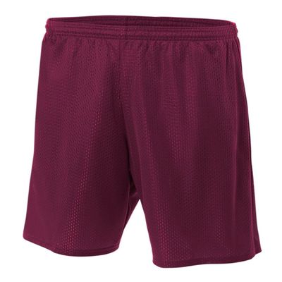 Adult Small Maroon 7" Poly Mesh Moisture Wicking Athletic Shorts