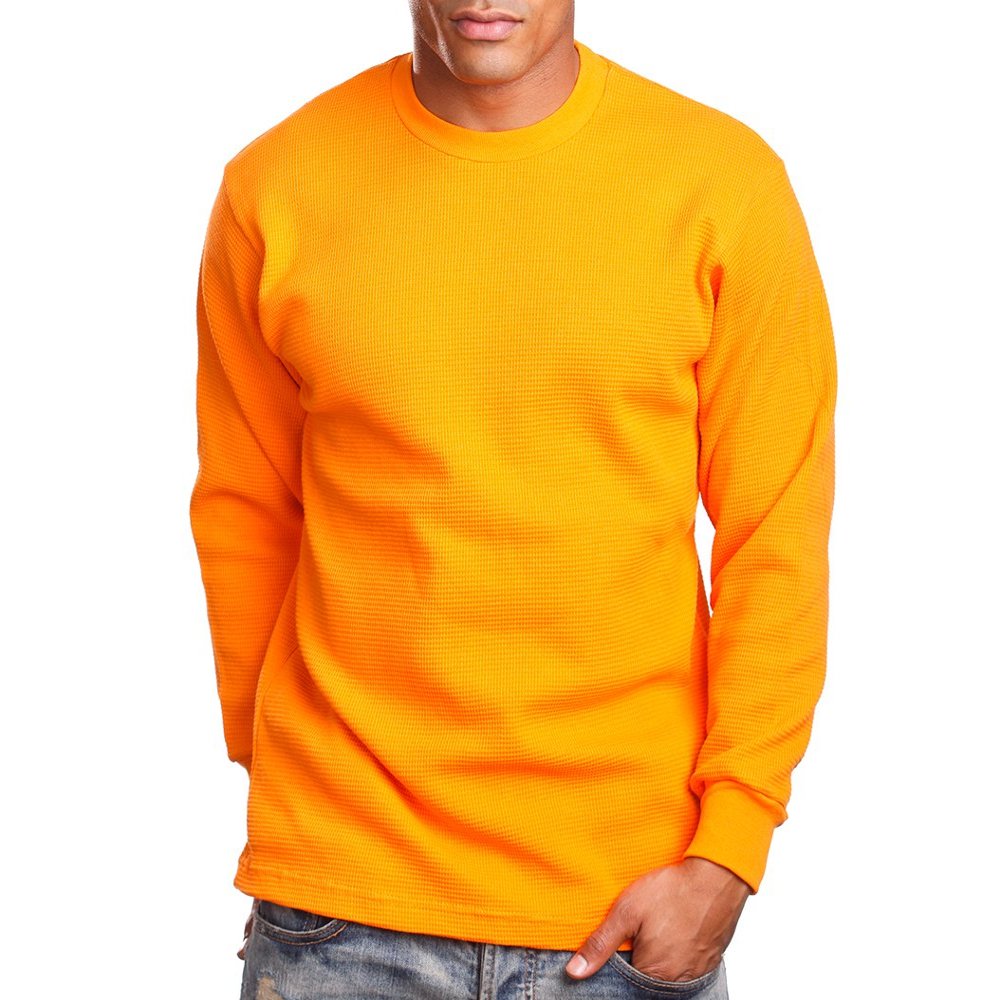 PRO 5 Mens Casual Long Sleeve Thermal, Large, Orange