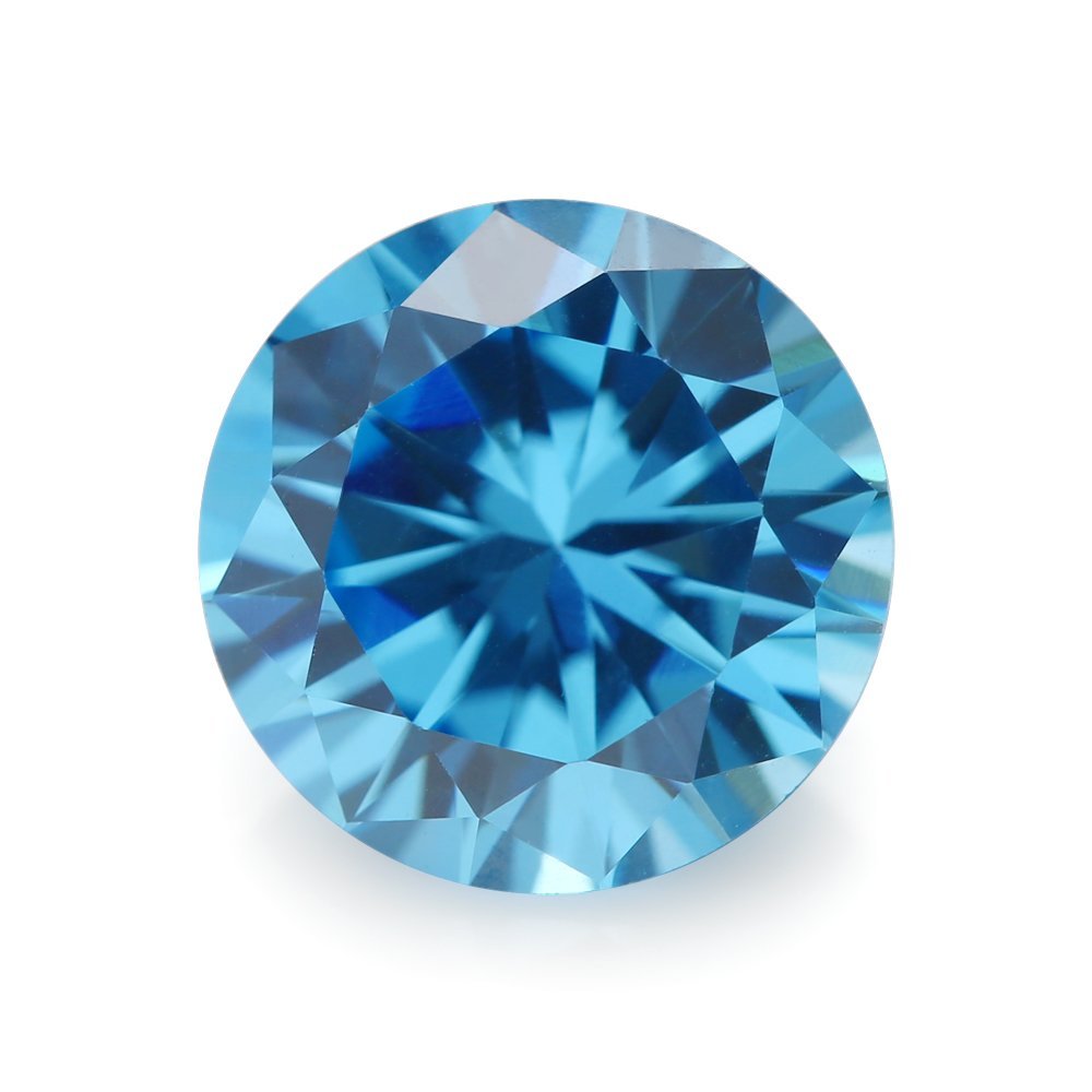 100PCS Size 2.0mm 5A Round Machine Cut Milddle Aquamarine Color Cubic Zirconia Stone SeaBlue Loose CZ Stones (2.0mm 100pcs)