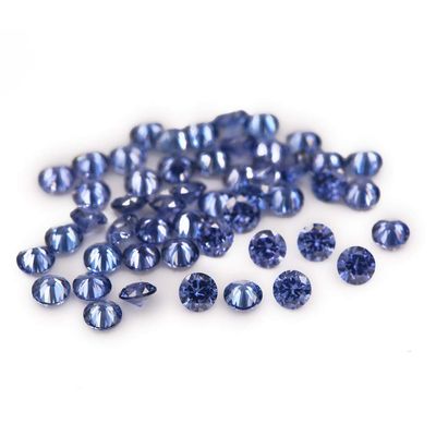 100PCS Size 3.0mm 5A Round Machine Cut Tanzanite Color Cubic Zirconia Stone Loose CZ Stones (3.0mm 100pcs)