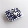 Vintage Blue Enamel Western Long Horn Bull Bottle Opener Belt Buckle view 2