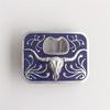 Vintage Blue Enamel Western Long Horn Bull Bottle Opener Belt Buckle view 3