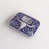 Vintage Blue Enamel Western Long Horn Bull Bottle Opener Belt Buckle view 4