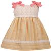 Bonnie Jean Toddler Girls Bow Shoulder Lace and Metallic Stripe Dress, Coral, 3T view 1