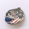 JEAN'S FRIEND Antique Silver American Hero Coast Guard Enamel Oval Belt Buckle Gurtelschnalle view 2