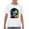 Space Cat Youth T-Shirt Astronaut Kitten Neon Galaxy Tee White Small view 2