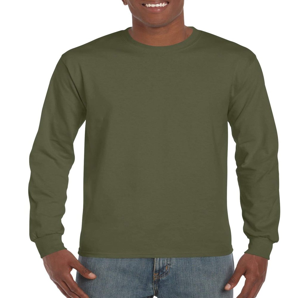 Gildan Men's Double Needle Rib Knit T-Shirt, Military Green, 4XL