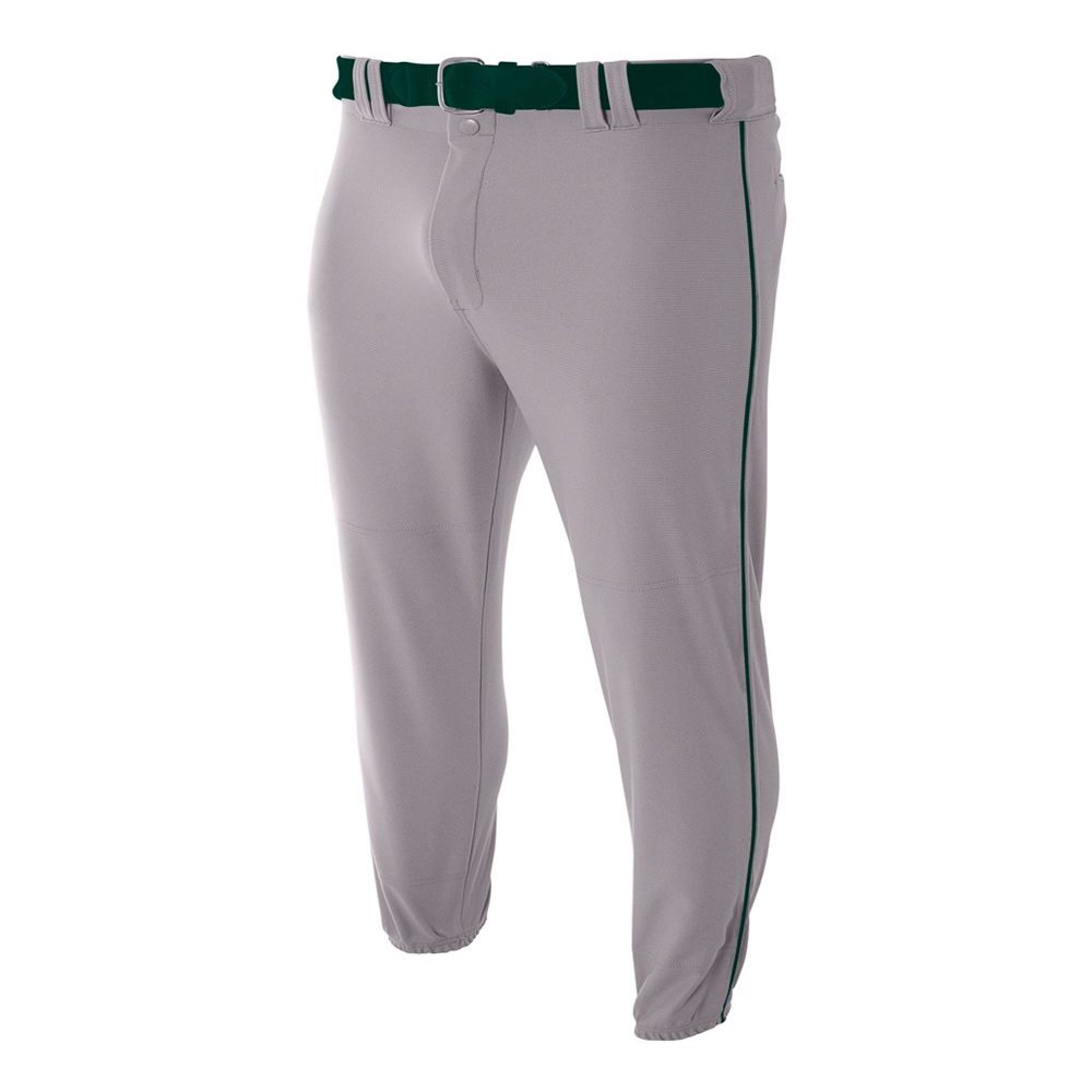 A4 Sportswear Youth Large Dark Green with Black Side Piping Elastic Bottom Baseball Pants