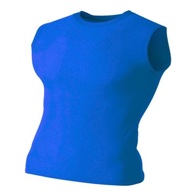 A4 Sportswear Royal Blue Adult Medium Muscle Tee No Sleeve Tank High Performance Compression Moisture Wicking Shirt