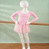 TiaoBug Kids Girls Classic Long Sleeve Ballet Dance Tutu Dress Gymnastic Leotard Pink 10-12 view 2