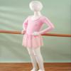 TiaoBug Kids Girls Classic Long Sleeve Ballet Dance Tutu Dress Gymnastic Leotard Pink 10-12 view 3