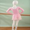 TiaoBug Kids Girls Classic Long Sleeve Ballet Dance Tutu Dress Gymnastic Leotard Pink 10-12 view 4