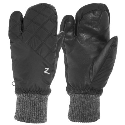 HORZE Adult Padded Warm Winter 3-Finger Horseback Riding Equestrian Mittens for Extra Rein Grip - Black - 9