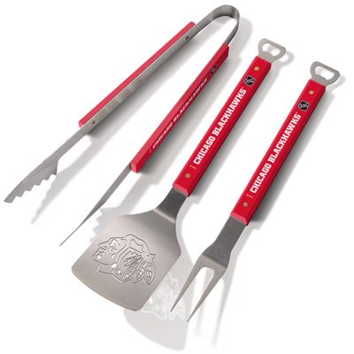 NHL Chicago Blackhawks Spirit Series 3-Piece BBQ Set Stainless Steel, 22" x 9"