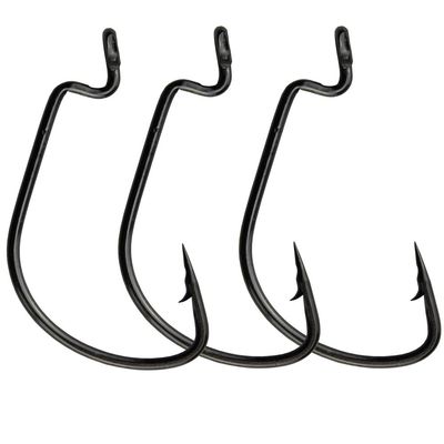 100pc 2X High Carbon Steel Offset Worm Hook Sport Circle Saltwater Fishing Hooks (2/0)
