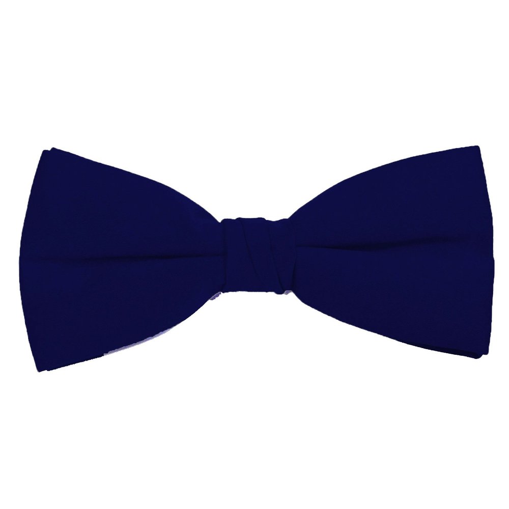 K. Alexander Solid Navy Bow Tie Men's Satin Pre-tied Formal Tuxedo Bow with Adjustable Band