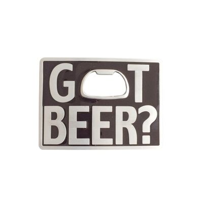 Vintage Black Enamel Got Beer Bottle Opener Rectangle Belt Buckle