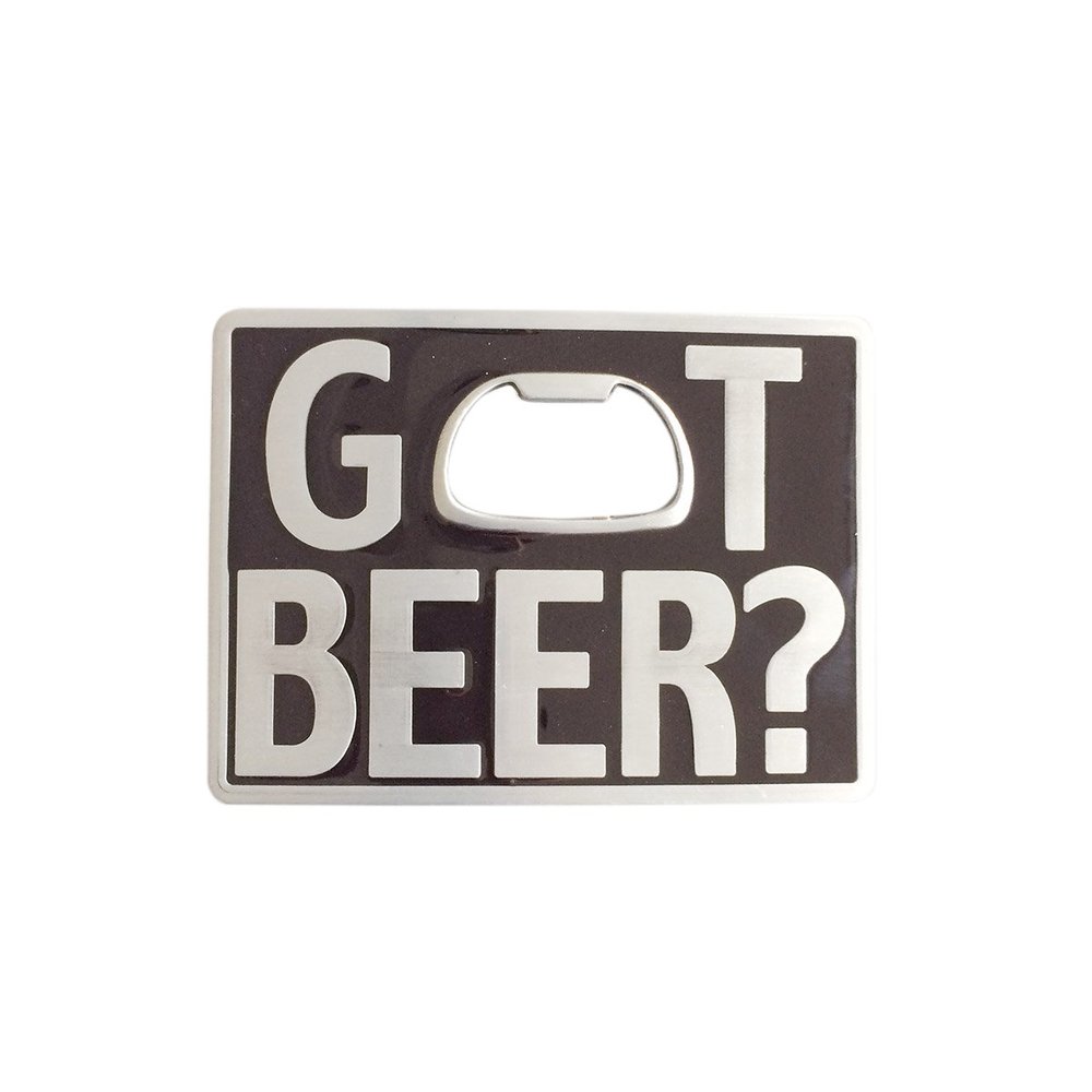 Vintage Black Enamel Got Beer Bottle Opener Rectangle Belt Buckle