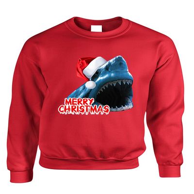 ALLNTRENDS Adult Crewneck Santa Jaws Merry Christmas Ugly Xmas Funny Top (L, Red)