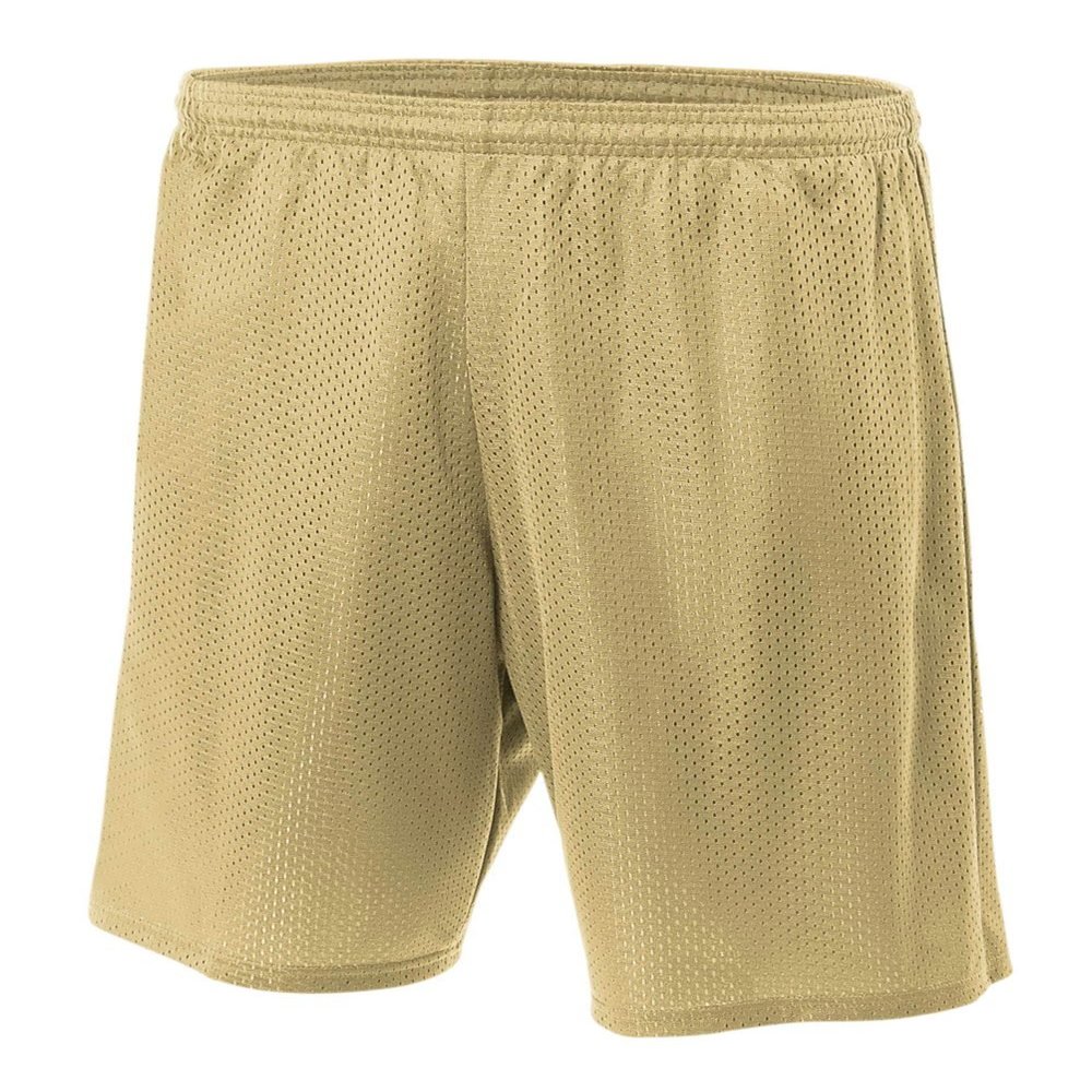 Adult Large Vegas Gold 7" Poly Mesh Moisture Wicking Athletic Shorts
