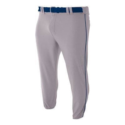 A4 Sportswear Youth Large Navy Blue with Black Side Piping Elastic Bottom Baseball Pants