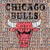 Chicago Bulls Mosaic Print Art Designed Using 50 Past and Present Bulls Players. 11X14" Matted Print view 1
