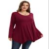 LARACE Womens Long Sleeve Flattering Comfy Tunic Loose Fit Flowy Top (1X, Wine Red) view 2