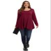 LARACE Womens Long Sleeve Flattering Comfy Tunic Loose Fit Flowy Top (1X, Wine Red) view 4